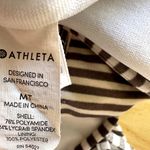 Athleta  Aqualuxe Lotus Tie Front One Piece Swimsuit Striped Black White M Tall Photo 4