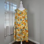 Vintage ‘70s Yellow, Orange & Blue Cap Sleeve V Photo 5