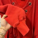 Good American  Red Lace Up Sweatshirt Photo 5