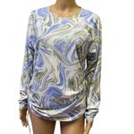 Hurley  Swim Shirt Marble Swirl Print Long Sleeve Ruched Drawstring Side Womens L Photo 1