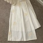 Vintage 1950’s Short Sleeved Ivory Linen Wedding Bridal Dress With Train Photo 6