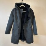 Betsey Johnson Womens Coat Asymmetrical Zipper Hood Pockets Gray Size Small Six Photo 2