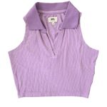 Madewell Polo Crop Tank Top Vibrant Lilac Purple Ribbed Cropped Size Small NEW Photo 3