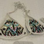 Xhilaration  women size medium white Beaded bikini top tribal pattern Photo 0