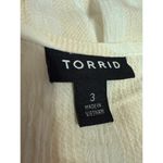 Torrid  White Striped Short Sleeve Crochet Lace-Up Crinkle Peplum Blouse Top Sz 3 Photo 2