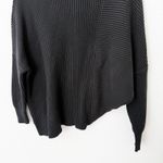 Free People [] Black Downtown Sweater Ribbed Knit Asymmetrical Hem Oversized XS Photo 5