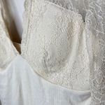 Heyson NEW w/ Tags Cream Ribbed Knit and Lace Deep V Photo 2