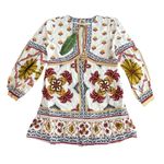 Farm Rio NWT  Off-White Marys Tiles Linen Mini Dress Medium Tropical Resort Beach Photo 2