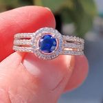 Boutique NEW Platinum Plated Sapphire Pave Diamond Simulant Ring Photo 0