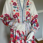 Boho Floral Embroidered Mini Dress by SundayUp – Size M – White/Multicolor Size M Photo 1