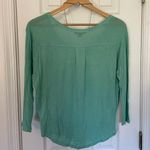 American Eagle Y2K AEO Mint V Neck Feather Tee Photo 5