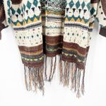 SPLA Womens Boho Ethnic Southwestern Knit Fringe Open Front Cardigan Size S Photo 6