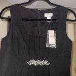 Loft  Black Dress with beaded diamond Accent NEW 4 pleated sleeveless lined Photo 2