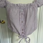Urban Outfitters  Off The Shoulder Lavender Ruffle Button-Up Blouse Photo 2