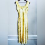 B.Right butter Yellow Floral milkmaid lace ruched maxi Dress square neck prom S Photo 1