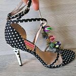 Betsey Johnson Rudey Polka Dot High Heel Sandal Beaded Tassel Black White Size 8 Photo 15