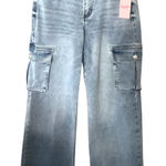 Juicy Couture Wide Leg Cargo Jeans Light Wash Pink Logo Women’s Size 9/29 Photo 0