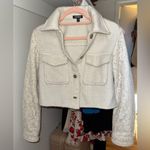 EXPRESS  SWAN TWEED LACE SLEEVE CROPPED SHACKET JACKET Photo 3