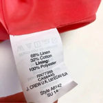 J.Crew Postage Stamp A-Line Linen Skirt Hibiscus Floral Neon Orange Navy Size 2 Photo 4