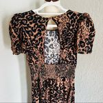 AFRM Jamie Print Open Back‎ Short Sleeve Dress, Brown/Black Animal, Small, NWT Black Photo 10