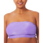 California Waves NWT Shimmery Metallic Bandeau Bikini Top Purple Plus Size 12 Photo 2