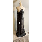 All that jazz Women's Vintage 90s Goth Black Silver Floral Velvet Maxi Dress 11/12 Photo 3