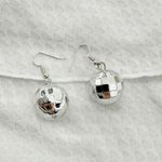 Mirrorball Disco Ball Unique Novelty Dangle Earrings Silver Photo 1
