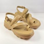 Vince  Sandals Beige Santa Cruz Leather Slingback Strappy Platform Chunky US 9.5M Photo 0