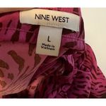 Nine West Midi Skirt Women’s Size L Pink & Brown Cheetah Print, Side Zip Rouched Photo 2