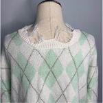 Princess Polly Just Polly Distressed Argyle V-Neck Sweater Oversized Medium Photo 4