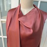 Iris & Ink The Outnets Draped Scarf Blouse Silky Satin Dusty Pink Mauve Size 4 Photo 2