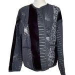 Vintage Max & Mabel Mix Fabric Artsy Black Jacket Size 1 Velvet Stripe Artsy Size L Photo 0