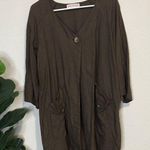 Eva Tralala Paris 100% linen chocolate brown one button jacket Size XL Photo 0