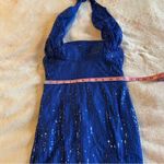 NWOT long blue sequined mermaid prom dress with long slit size 2 Photo 7