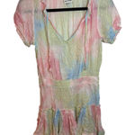 Skylar + Madison  Pastel Watercolor Swiss Dot Smocked Mini Dress Photo 0