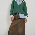 Free People  Harmonica Coated Denim Maxi Skirt Photo 4