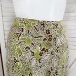 Charter Club Linen Paisley Floral Tropical Midi Skirt Green Brown 10 Flare Photo 4