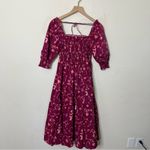 Hill House The Nesli Nap Smocked Dress Burgundy Botanical Floral Womens Size XS Photo 6