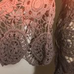 Angie  eyelet lace Ombré pink gray top coverup size M Photo 7