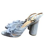 Loeffler Randall 7 Camellia Blue Pleated Bow Heel Designer Open Toe Ankle Strap Photo 1