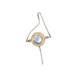 Vintage Gold Tone hand chain Ring and Bracelet Set with Glass Stones, Photo 2