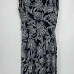 Loft BLACK WITH WHITE FLORAL DESIGN FIGURE FLATTERING V-NECK STRETCH DRESS SMALL Photo 1
