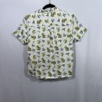 Kuhl Elsie Short Sleeve Button Up Tie Front Ivory Lemon Shirt Top Women's Size S Photo 1