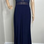 Nightway NW Navy Blue Halter Maxi Gown Dress Photo 7