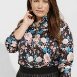 Torrid  Madison Floral‎ Satin Button Up Long Sleeve Shirt Size 4X Photo 0