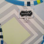 Mud Pie  Sleeveless Green Blue Girls Dress L 12-14 Gold Buttons Stretch Tie Photo 6