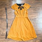 Modcloth • Mystery Master Dress fit & flare keyhole gold velvet velour stretch Photo 1