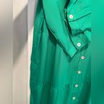NWT Toofan Size 2X Jade Green Long Sleeve Pearl Button Front Tiered Shift Dress Photo 1