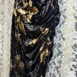 Glare Black tan velvet asymmetrical Dress side ruching floral small adjustable straps Photo 3