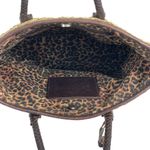 Brighton  Rita Woven Macrame Jute Straw Leather Tote Bag‎ Animal Print Lining Photo 3